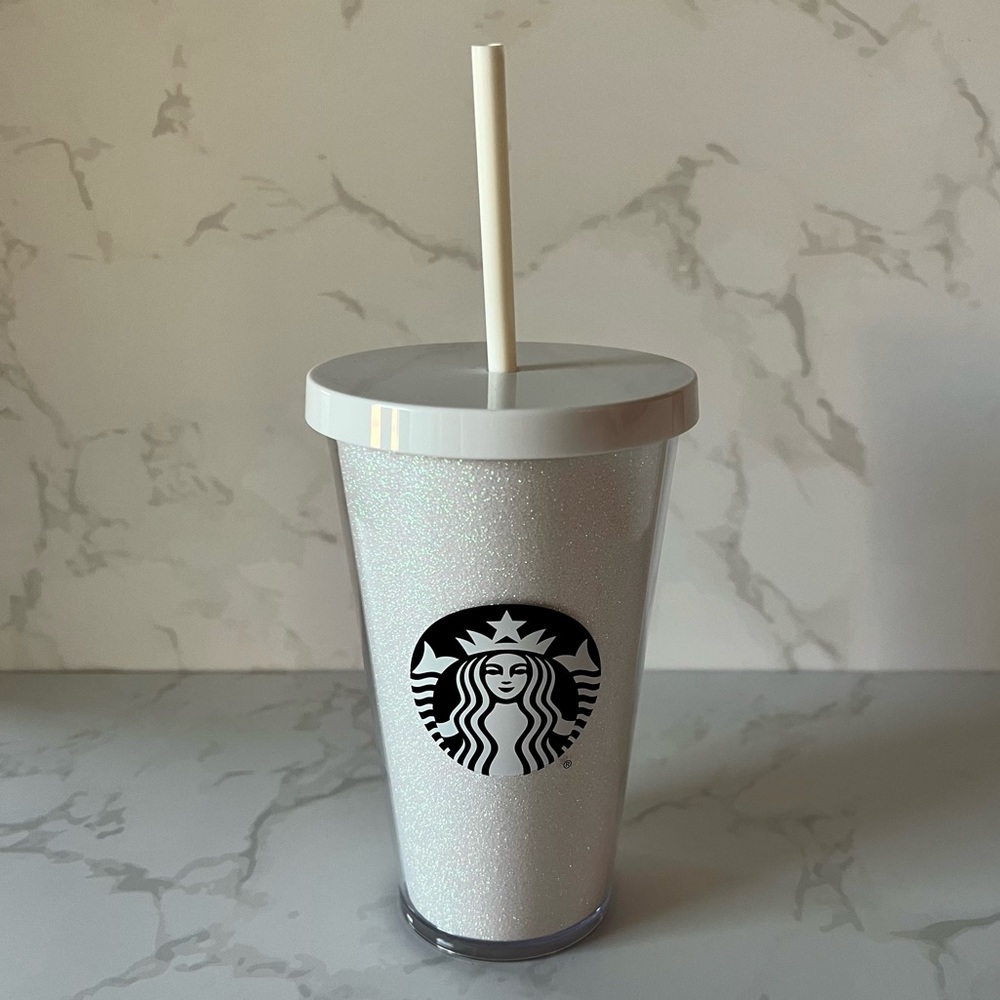 NEW! STARBUCKS LIMITED EDITION WHITE GLITTER TUMBLER